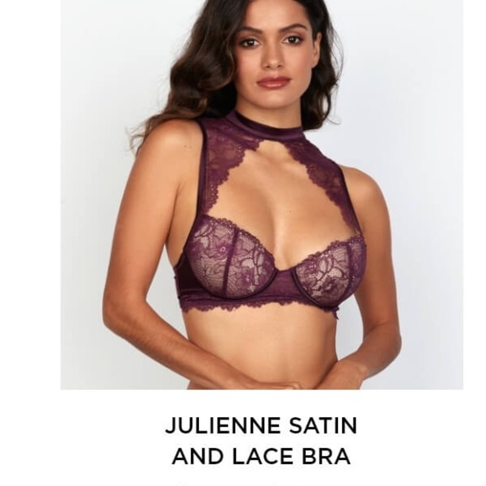Frederick's of Hollywood Julienne Satin and Lace Bra - Rich Purple